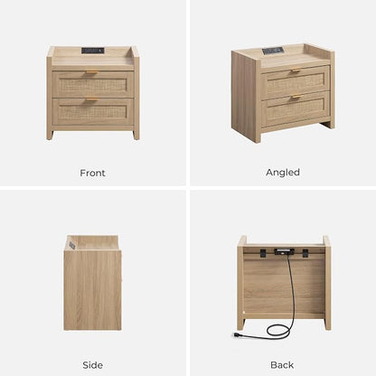 SICOTAS Rattan Nightstand Bedside Table - Image 8