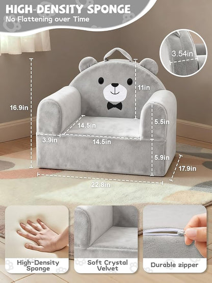 Kids Sofa Chair with Removable Washable Cover & Magic-Tape Backrest Toddler - Image 2