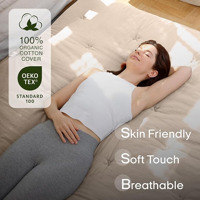 ZonLi Japanese Floor Futon Mattress Twin Size 75"x 39", 100% Cotton Cover 4'' - Image 3