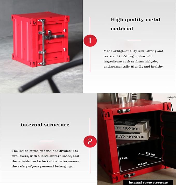 ZHAOYONGLI-End Tables Industrial Nightstand Table, 15.7x14.9x18.9 inches - Image 6