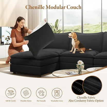 Vesgantti 108" Sectional Sleeper Sofa, 6-Seater Oversized Modular Cloud Couch - Image 5