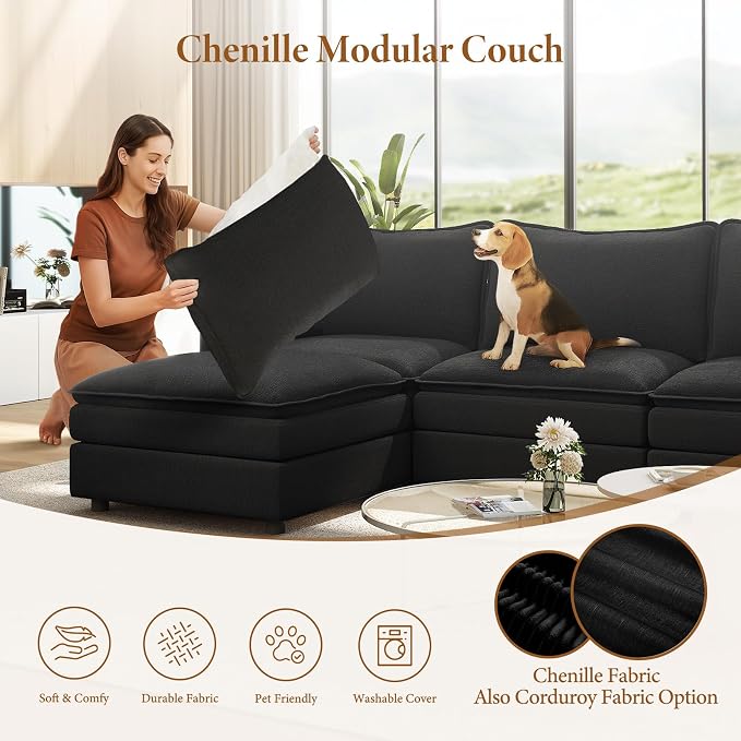 Vesgantti 142" Oversized Sectional Sofa Bed, 8-Seater Modular Sleeper Cloud - Image 6