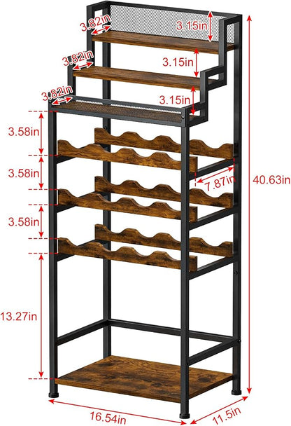 Tiered Wine Rack and Liquor Cabinet, Large Capacity Freestanding Floor Wine - Image 7