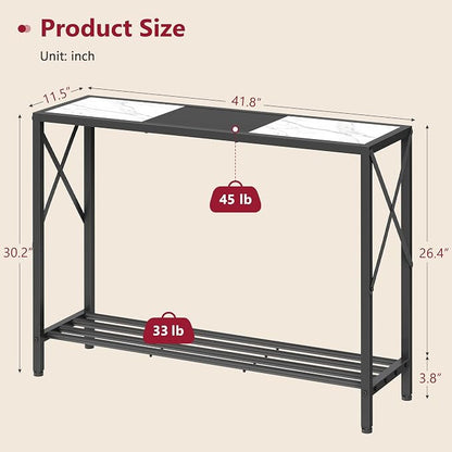 Tajsoon Console Table 41.8”, 2-Tier Entryway Table, Narrow Sofa Table - Image 3