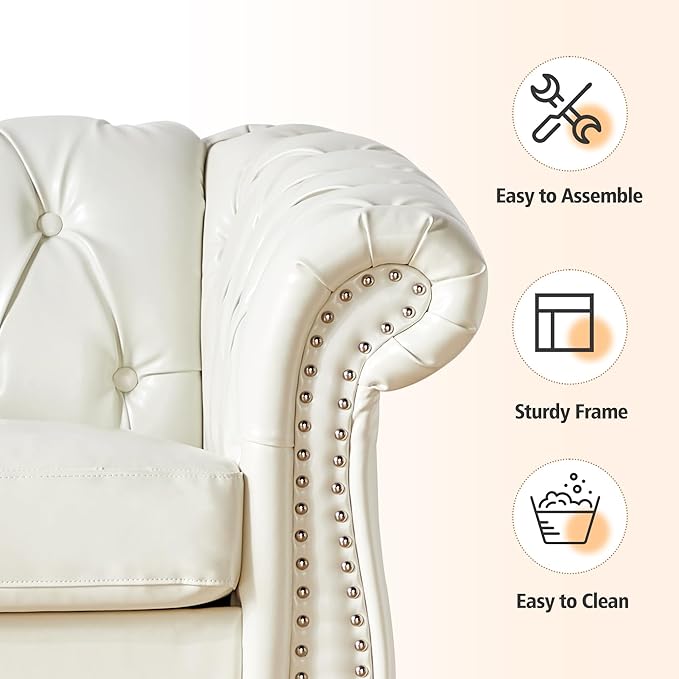 QHITTY 3 Piece Living Room Set, Sectional Chesterfield Sofa Chair Contemporary - Image 5