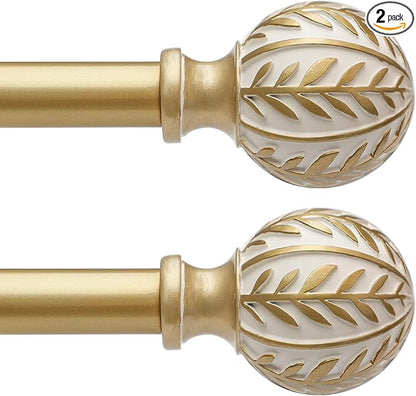 QDWIS 2 Pack Gold Curtain Rods for Windows 48 to 84 inch, Rustic Decorative by Unknown