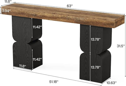 63-Inch Console Table, Heavy-Duty Look, Behind Couch Sofa Table, Color Blocking - Image 2