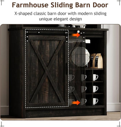 4ever2buy Farmhouse Coffee Bar Cabinet - Image 4