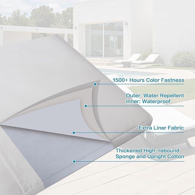 Outdoor Chaise Lounge Chairs + Coffee Table Set of 5 Pieces - Image 6