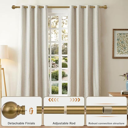 2 Pack Warm Gold Curtain Rods Set - Image 3