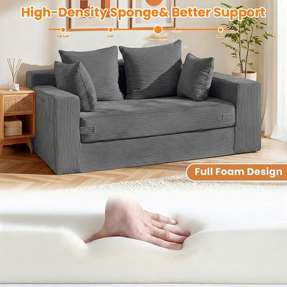 Winzon Boneless Loveseat, 3 in 1 Convertible Sofa Bed Sleeper Sofa Floor Futon - Image 4