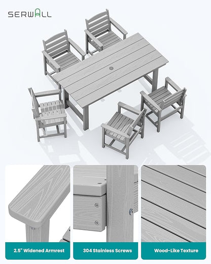 SERWALL Patio Dining Chair Set of 2, Light Gray - Image 5