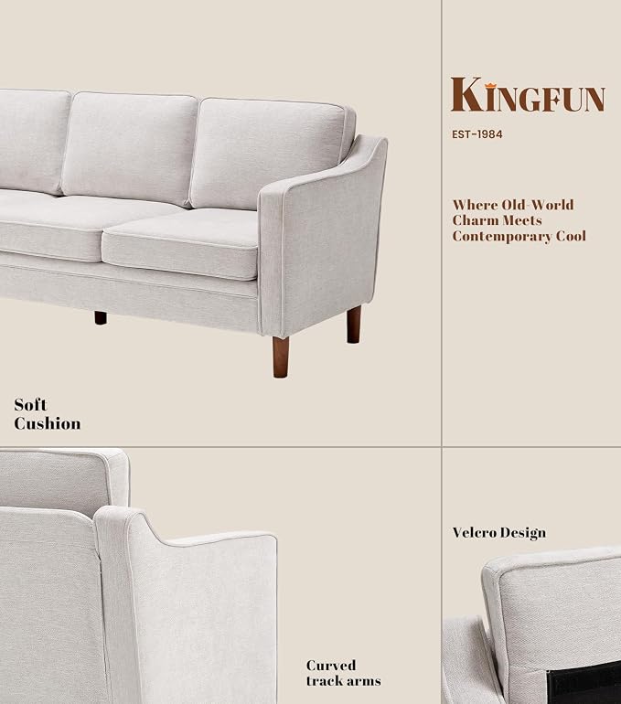 Kingfun Living Room Furniture Sets, 3 Seater Couch and Loveseat, Mid Century - Image 7