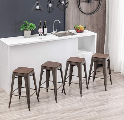 30" Backless Metal Counter Stool Height Bar Stools - Image 7