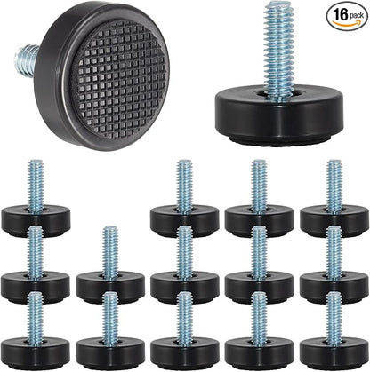 M6 Adjustable Furniture Leveler, 16 Pack Rubber Leveling Feet Screws in Threaded by DIYfurniturerepairtools
