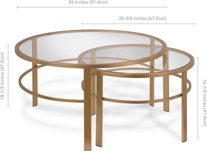 Henn&Hart Round Nested Coffee Table in Brass, Coffee Table coffee tables - Image 3