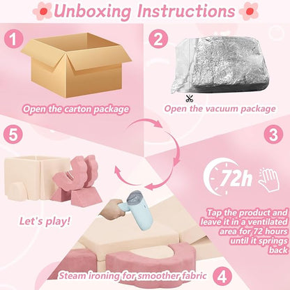 10-Piece Mini Kids Play Couch, Modular Flower Foam Sofa - Image 6