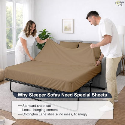 Cottington Lane Sleeper Sofa Sheets Full Size, 4 Piece Premium Quality 100% - Image 8