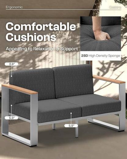 Aluminum Patio Furniture Set, 5 Seats Outdoor Patio Conversation Sets - Image 2