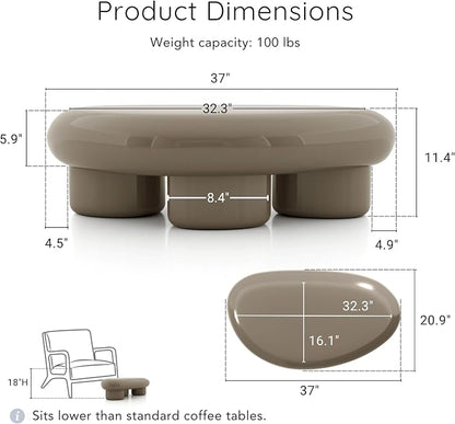 24/7 Shop at Home Kavren Modern 37-inch 3-Piece Oval Glossy Low Profile Coffee - Image 2