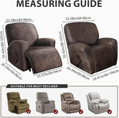 ANARACHON Leather Look Oversize Recliner Chair Covers, Thick 4 Pieces Recliner - Image 3