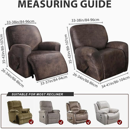 ANARACHON Recliner Chair Covers Leather Like, 4 Pieces Recliner Cover - Image 3