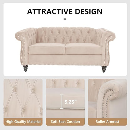 QHITTY 2 Piece Living Room Set, Sectional Chesterfield Sofa Chair Contemporary - Image 5