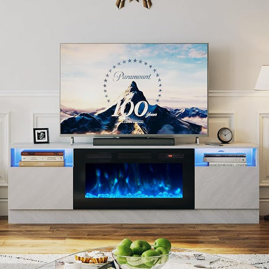 oneinmil 80” TV Stand with 36” Electric Fireplace, Large Modern Media by oneinmil