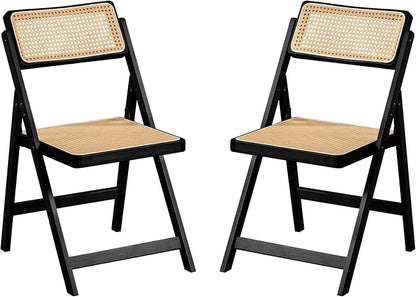 Furlide Rattan Folding Chairs, Modern Mid Century Dining Chairs Set of 2 by Furlide