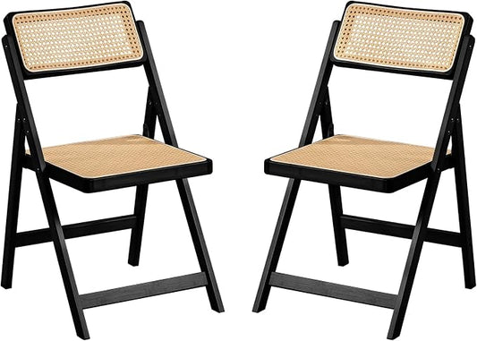 Furlide Rattan Folding Chairs, Modern Mid Century Dining Chairs Set of 2 by Furlide