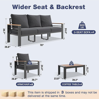 Aoxun Aluminum Patio Furniture Set 5 Seats, Oversized Outdoor Sectional - Image 7