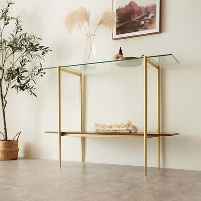 LumFurn Glass Console Table for Living Room, Foyer & Entrance, 2-Tiers - Image 5
