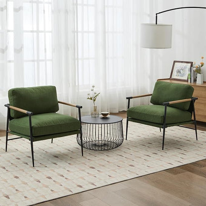 Ya-Home Mid-Century Accent Chair, Soft Armchair Linen Fabric Lounge Chair - Image 6