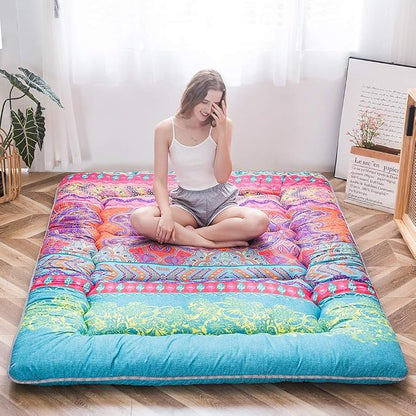 MAXYOYO Bohemian Retro Floor Mattress Boho Floral Style Japanese Futon Tatami by MAXYOYO