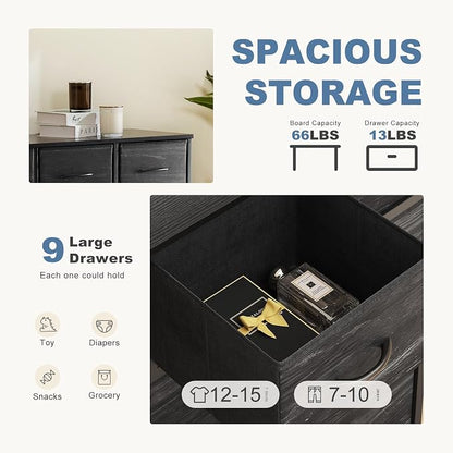 DUMOS 9 Drawer Dresser for Bedroom, Fabric Storage Organizer - Image 4
