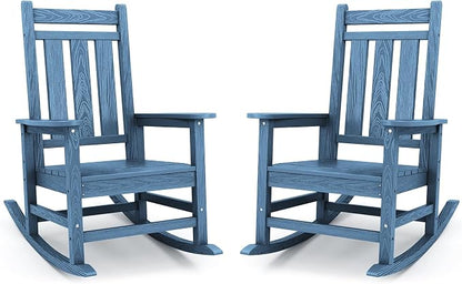 KINGYES Oversized Outdoor Rocking Chair Set of 2, All-Weather Patio Rocking by KINGYES