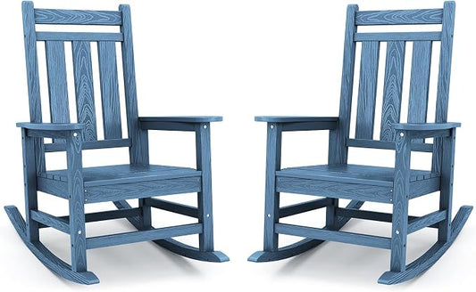 KINGYES Oversized Outdoor Rocking Chair Set of 2, All-Weather Patio Rocking by KINGYES