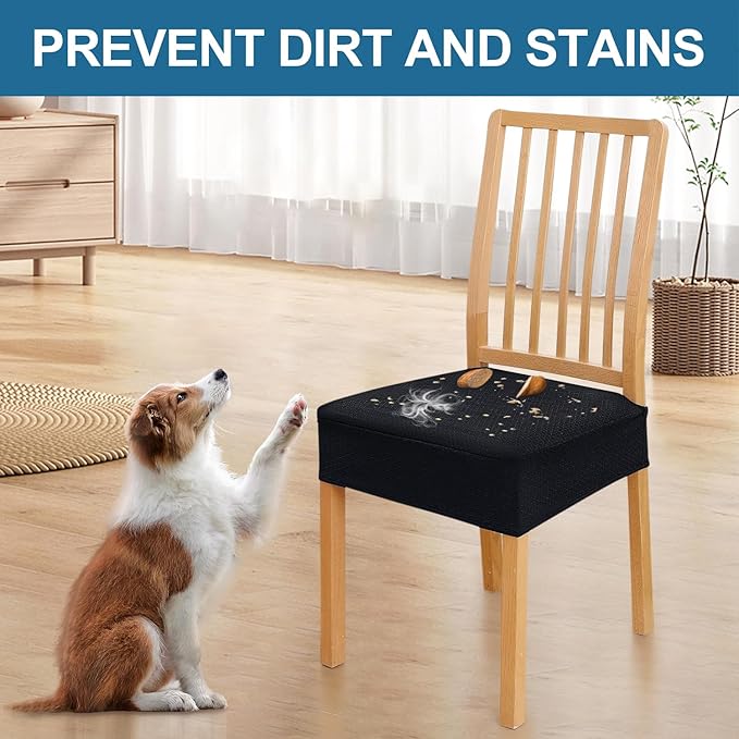 Smiry Waterproof Seat Covers for Dining Room Chairs Set of 2, Stretch Jacquard - Image 6