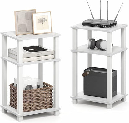 Furinno JUST Side Table Set of 2, 3-Tier Open Shelf Modern End Table, Toolless by Furinno-FitsYourSpaceFitsYourBudget