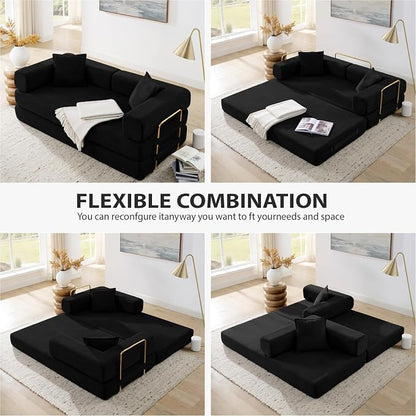 HANXIN 78 Inch Convertible Sleeper Sofa Bed, Folding Floor Mattress Couch - Image 5
