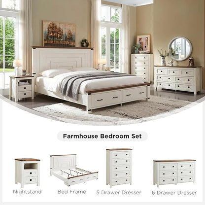 T4TREAM Nightstand with Charging Station, End Table, Side Table with 2 Drawers - Image 6
