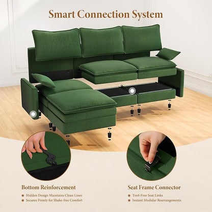 Vesgantti 101" V-Shaped Corner Couch Sectional, 7 Seat Customizable Modular - Image 5