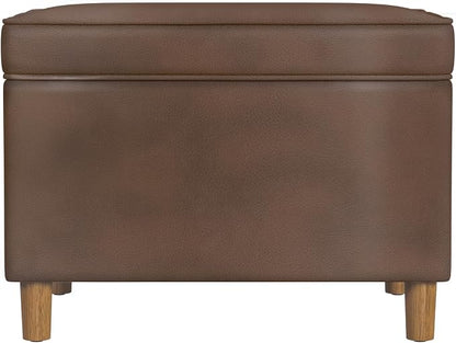 HomePop - Dinah 24" Storage Ottoman- Brown Faux Leather by HomePop