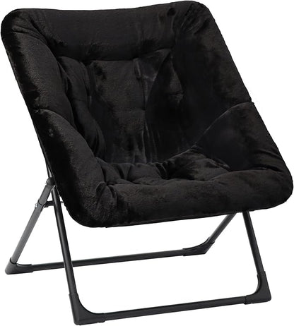 Comfy Saucer Chair for Adults, Soft Faux Fur Bedroom Chair, Accent Dorm Chairs by MordchilHF