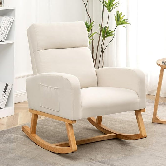 HCHAIRH Rocking Chair Nursery, Upholstered Nursing Rocker Chairs by HCHAIRH