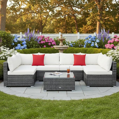 Tangkula 7 Pieces Wicker Patio Furniture Set, All-Weather Outdoor Rattan - Image 3