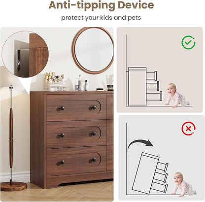 Garvee 6 Drawer Dresser for Bedroom, Wooden Mid Century Modern Chest of Drawers - Image 7