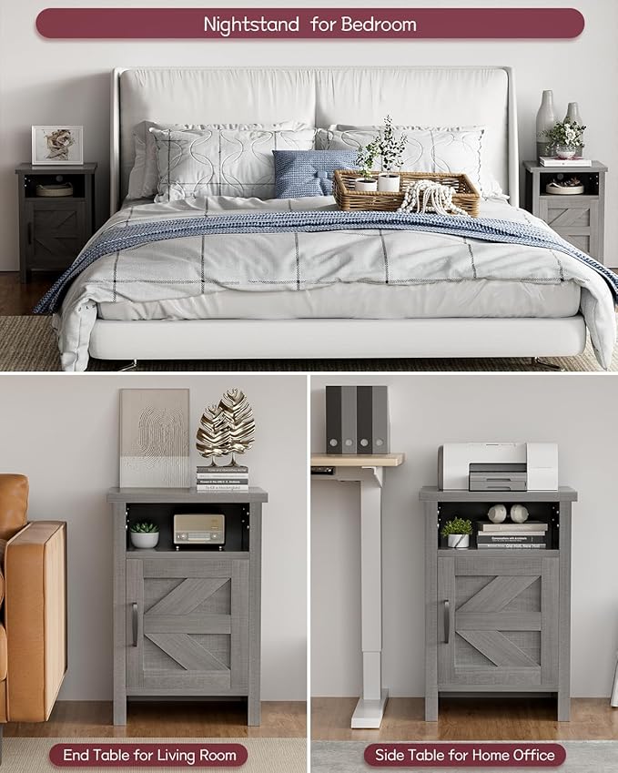 YESHOMY Farmhouse Modern Nightstand - Image 8