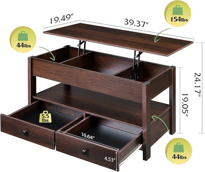 WLIVE Coffee Table, Lift Top Coffee Table - Image 3