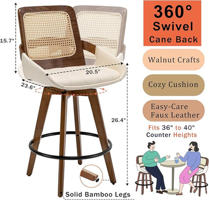 Set of 3 Mid Century Modern Counter Stools - Image 2